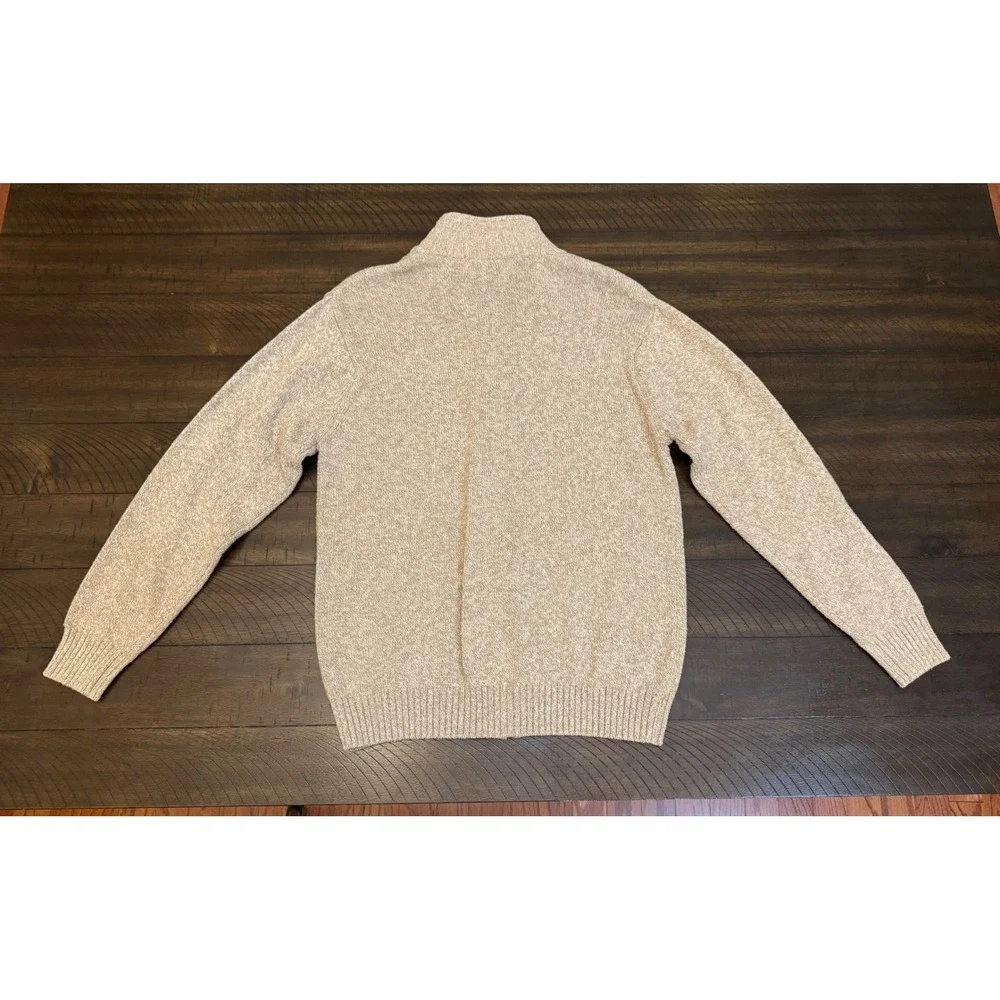 Oscar de la Renta Mens Beige‎ Sherpa Lined Full Zip Cardigan Sweater Large